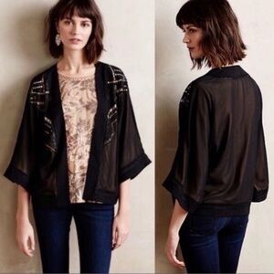 Gorgeous Anthropologie Deletta Monette Black Beaded Kimono Top Jacket